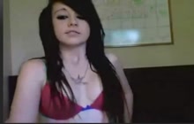 Teen emo babe teasing and flashing her tits and pussy